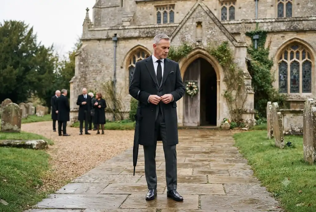 Mens Funeral Clothes: A Guide to Dressing with Respect and Confidence mens funeral clothes featuring a dark tailored suit and formal coat