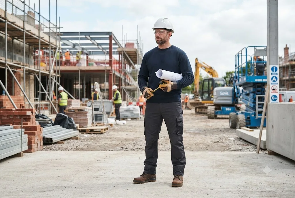 Workwear Clothes Mens: A Complete UK Guide to Comfortable and Durable Work Clothing Workwear clothes mens wearing durable cargo trousers and practical work clothing on a UK job site.