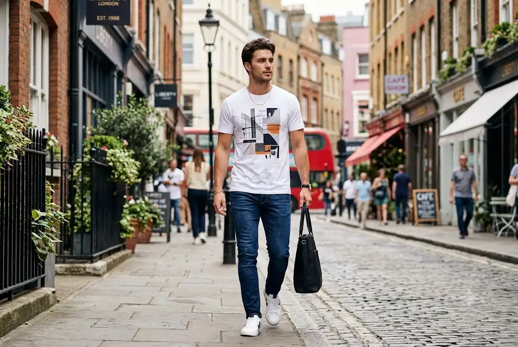 Mens Printed Tees: A Complete Guide to Stylish Everyday Wear Stylish model wearing mens printed tees with modern graphic design