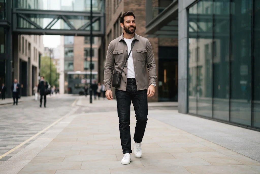 Mens Black Denim Jeans: How to Style Them Well Mens black denim jeans styled in a modern smart-casual outfit